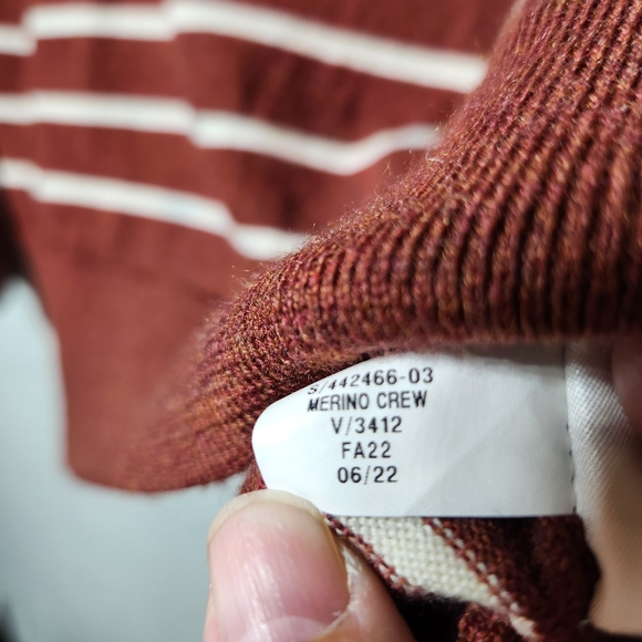 Banana Republic Italian Merino Wool Striped Men's XL Sweater Brown and Cream - Picture 5 of 8
